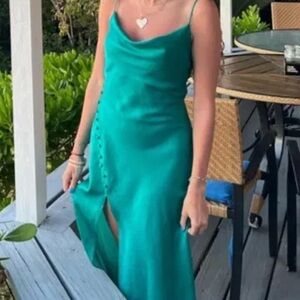 Zara Teal Maxi Dress with Spaghetti Straps